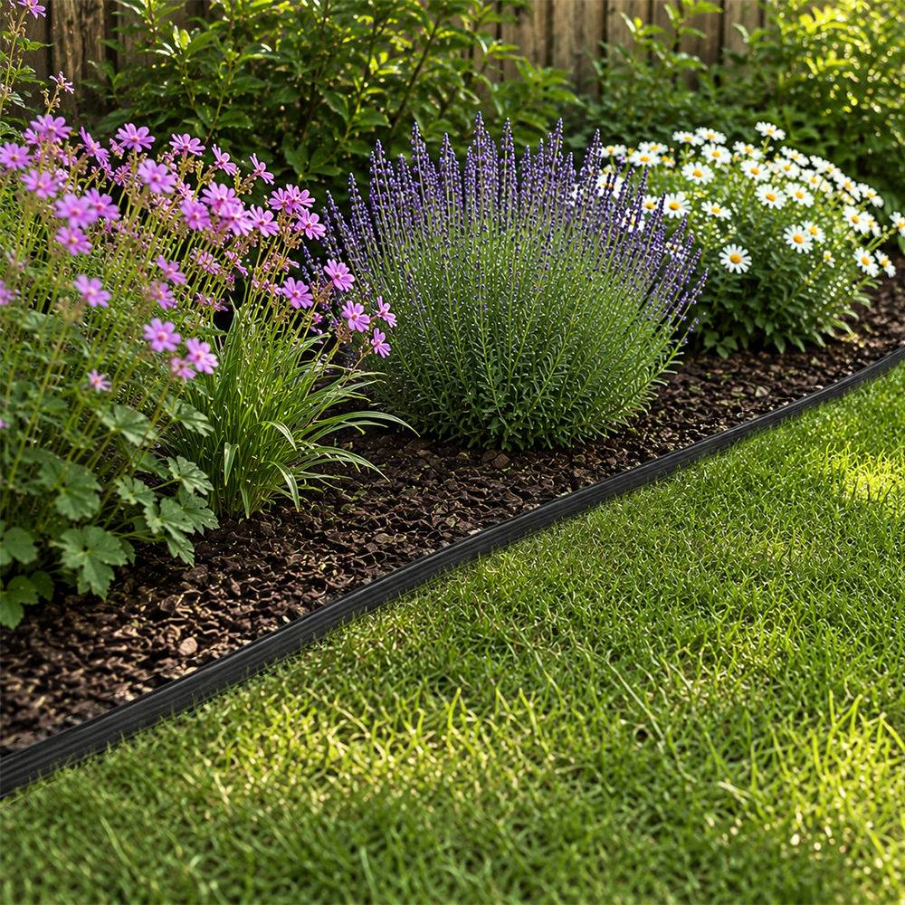 Gt Garden - Bordure de jardin flexible noire - 5 cm x 10 mètres avec 20 piquets d'ancrage - GT GARDEN - Imagen 4