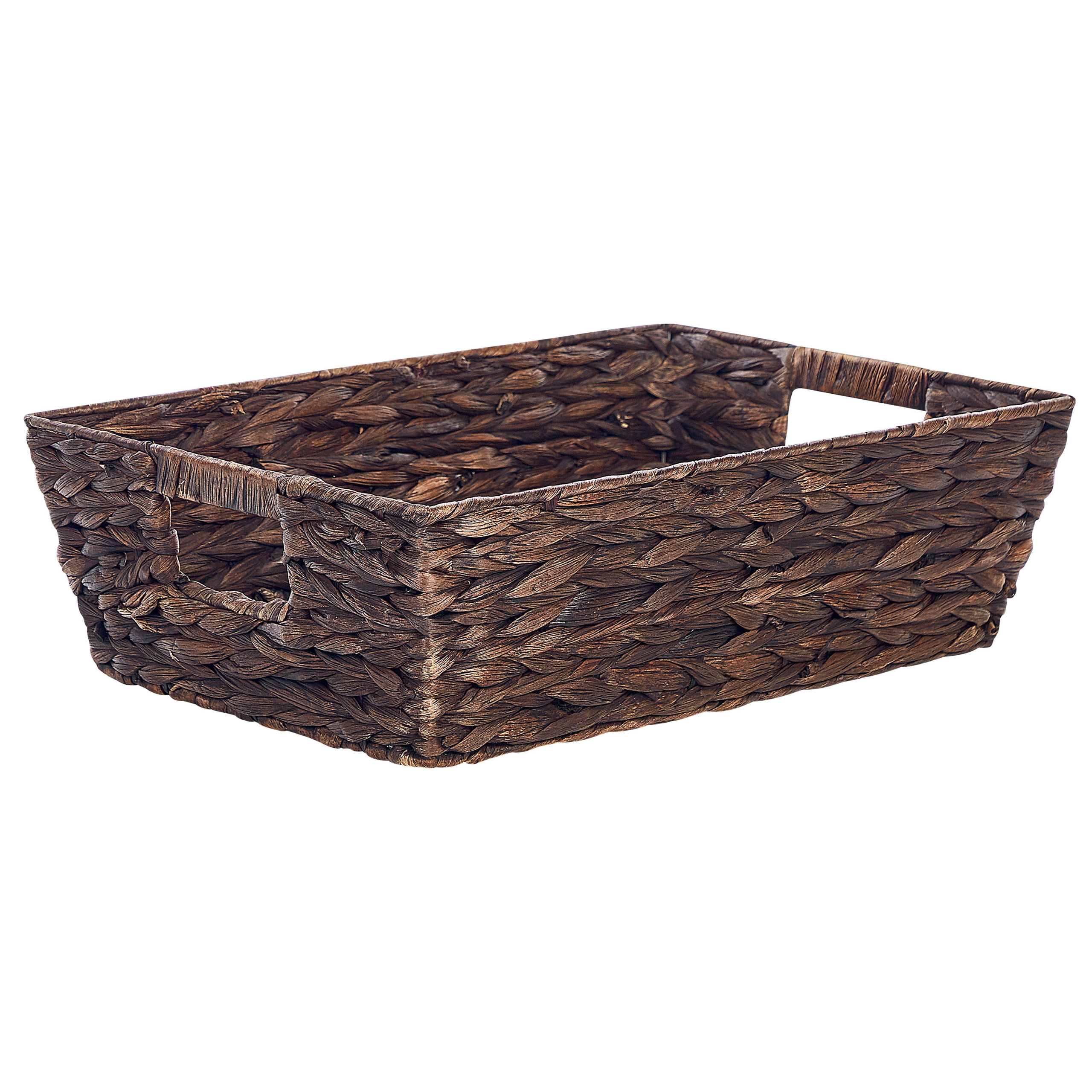 Beliani - Paniers Marron en Fibres de Jacinthes d'Eau 12/11 x 34/38 cm Corbeilles de Rangement avec Poignées Faits Mains Lot de 2 - Imagen 4