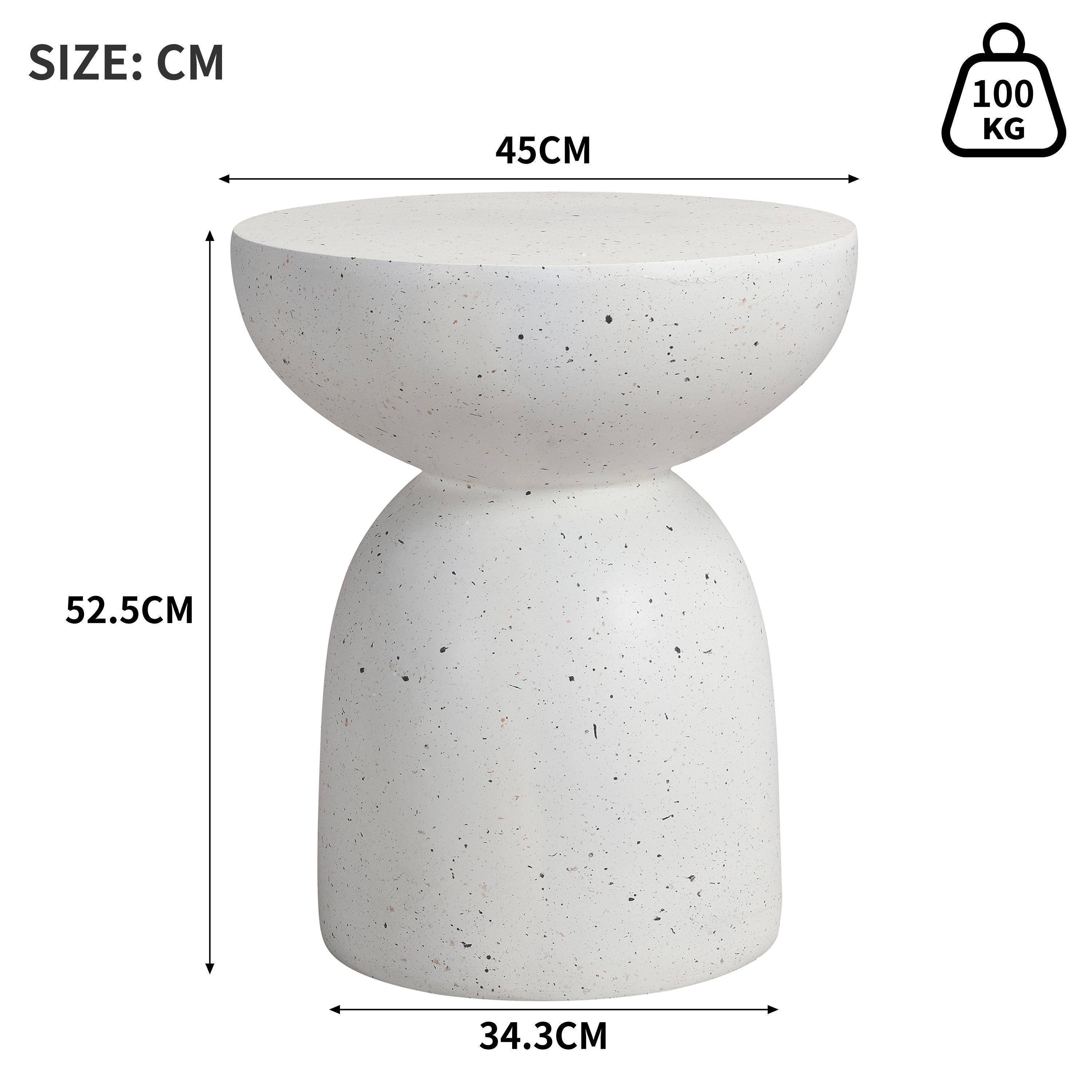 Table d'appoint d'extérieur en MgO, présentant un aspect marbré, blanc - Image 4