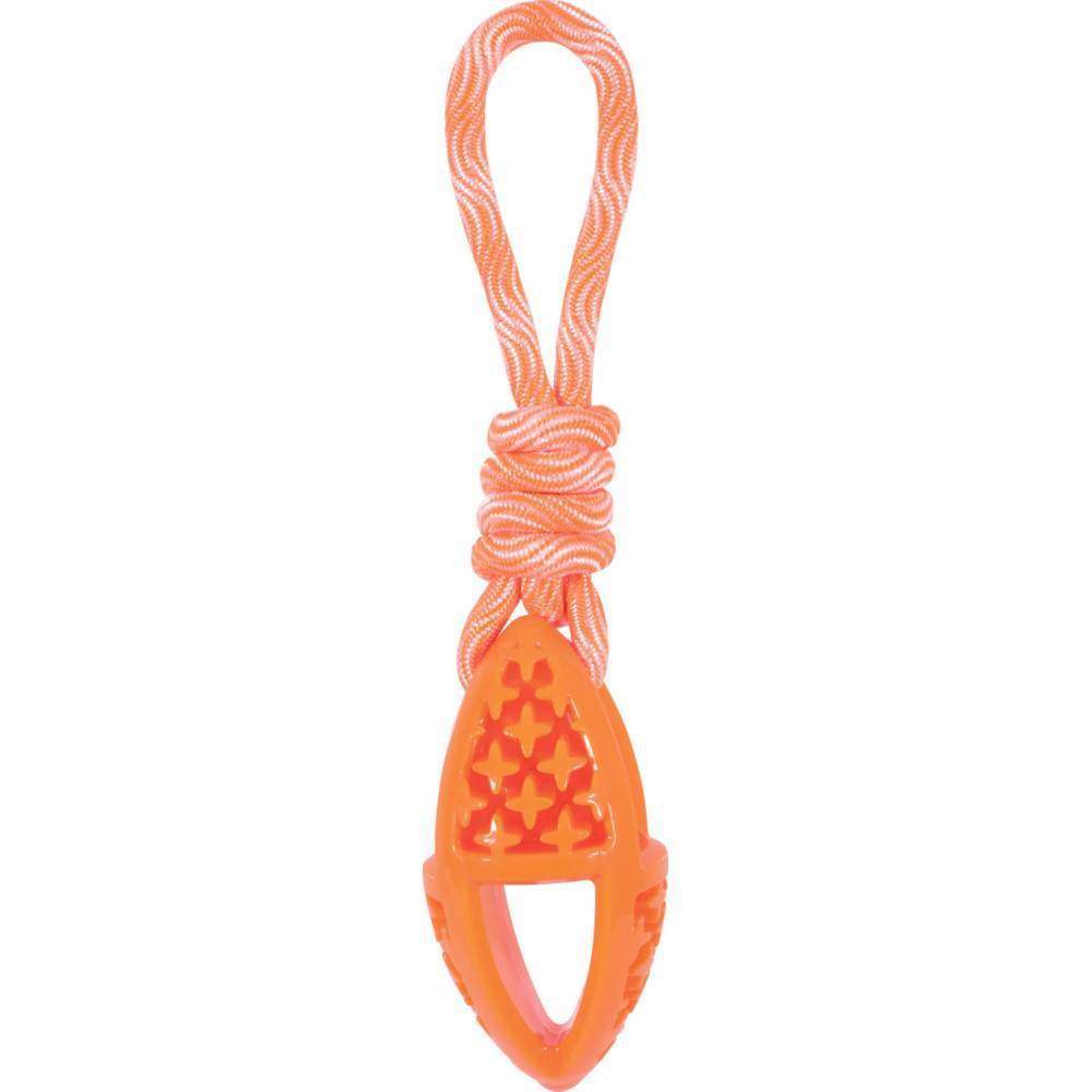 Animallparadise - jeux pour chien ovale en TPR et corde, orange longueur 27.5 cm - Imagen 1