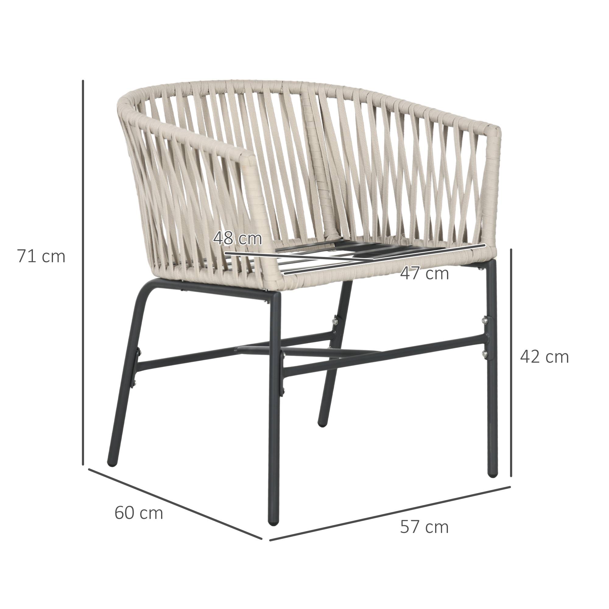 Ensemble de 2 chaises de terrasse, style bohème, coque d'assise confortable, coussins d'assise, housse lavable, structure en métal, beige - Image 5