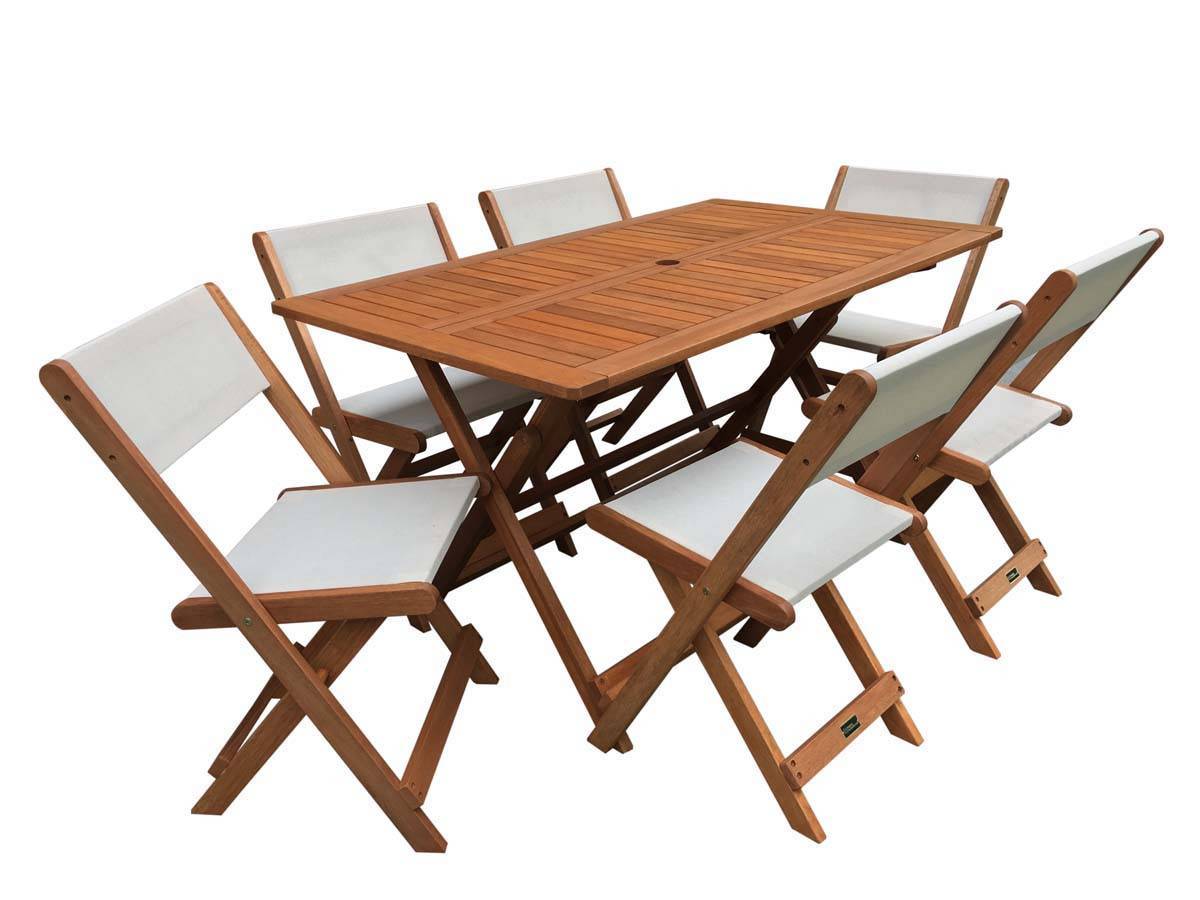 Habitat Et Jardin - Table Et Chaises De Jardin En Bois Exotique  "séoul" - 1 Table + 6 Chaises - Maple - Beige -habitat Et Jardin - Imagen 1