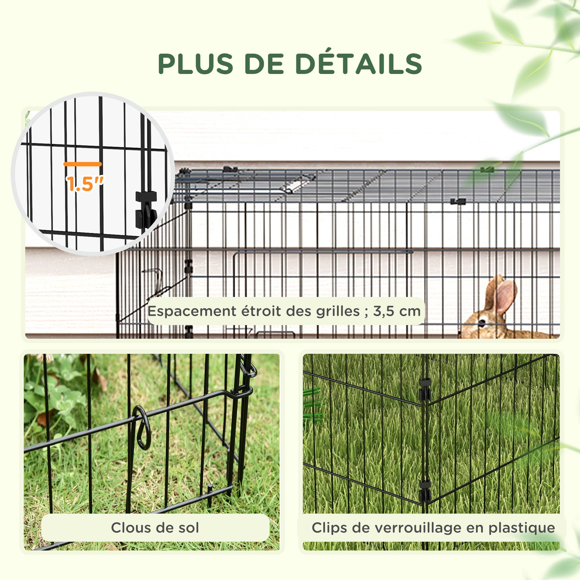 Parc enclos acier vert 185 x 75 x 50 cm - PANGIVO - Image 9
