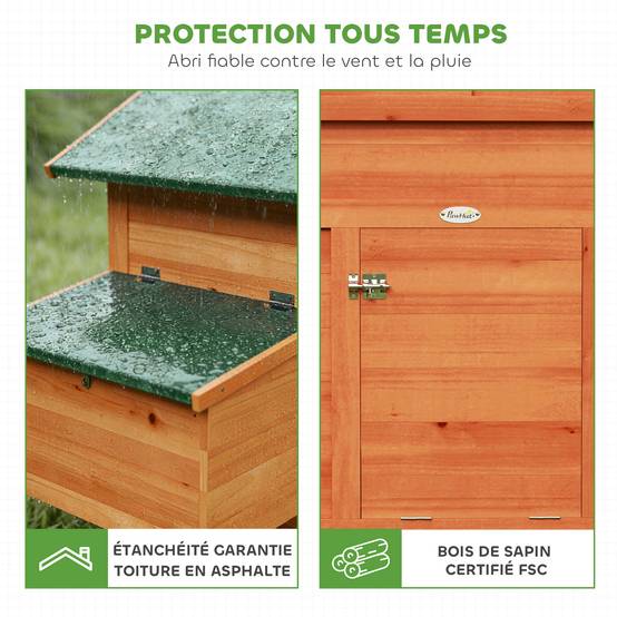 Poulailler avec pondoir bois orange 113.5 x 67.5 x 95.5 cm - PANGIVO - Image 9