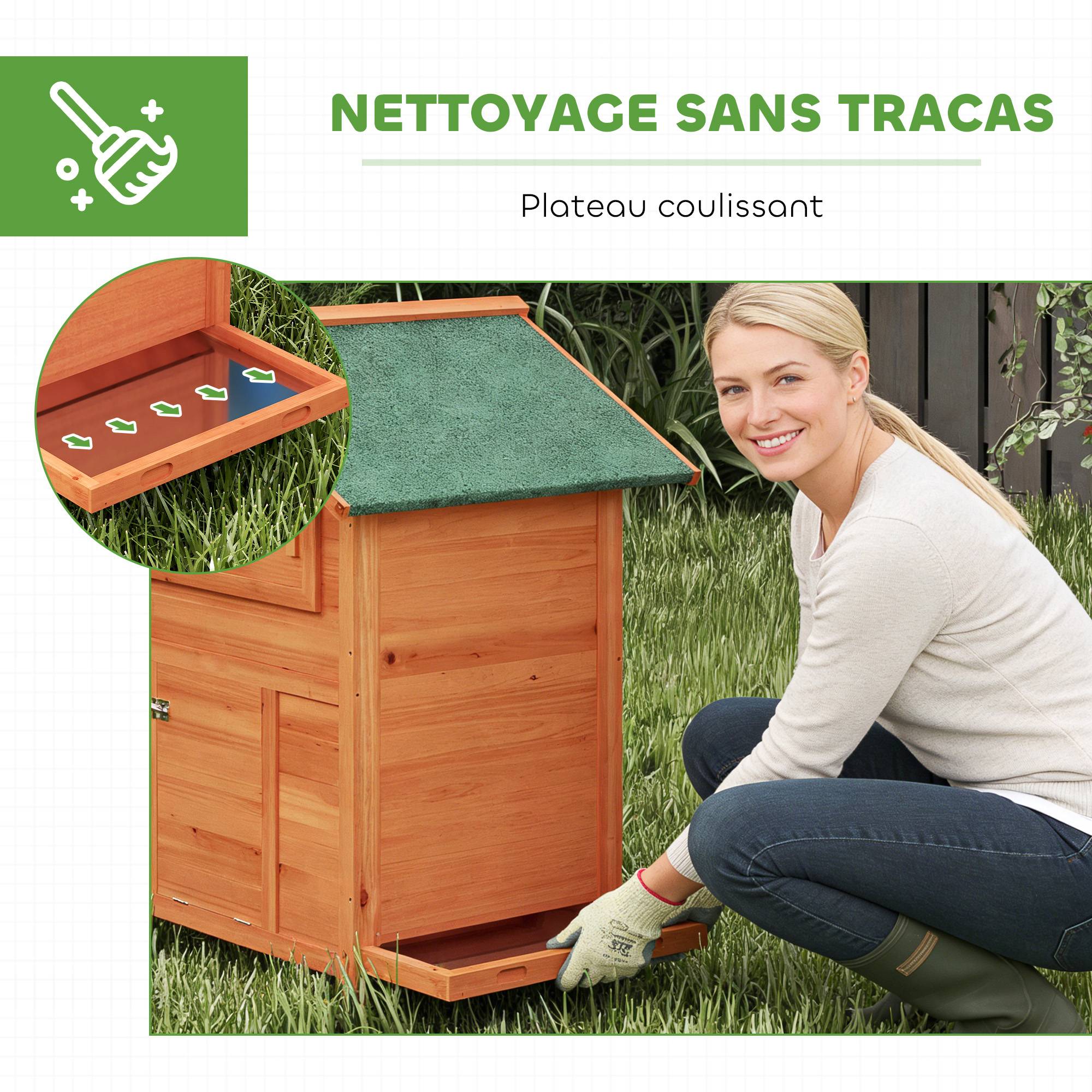 Poulailler avec pondoir bois orange 113.5 x 67.5 x 95.5 cm - PANGIVO - Image 10