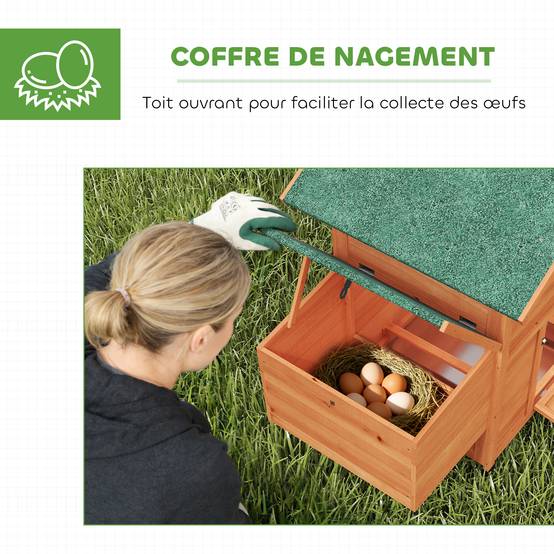 Poulailler avec pondoir bois orange 113.5 x 67.5 x 95.5 cm - PANGIVO - Image 8