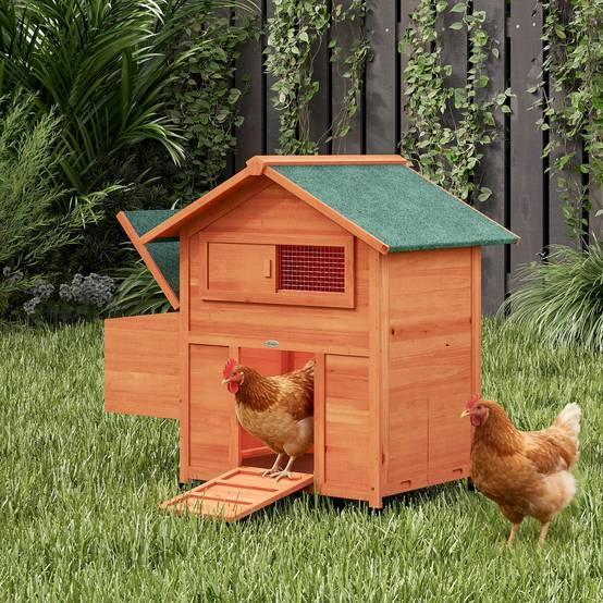 Poulailler avec pondoir bois orange 113.5 x 67.5 x 95.5 cm - PANGIVO - Image 4
