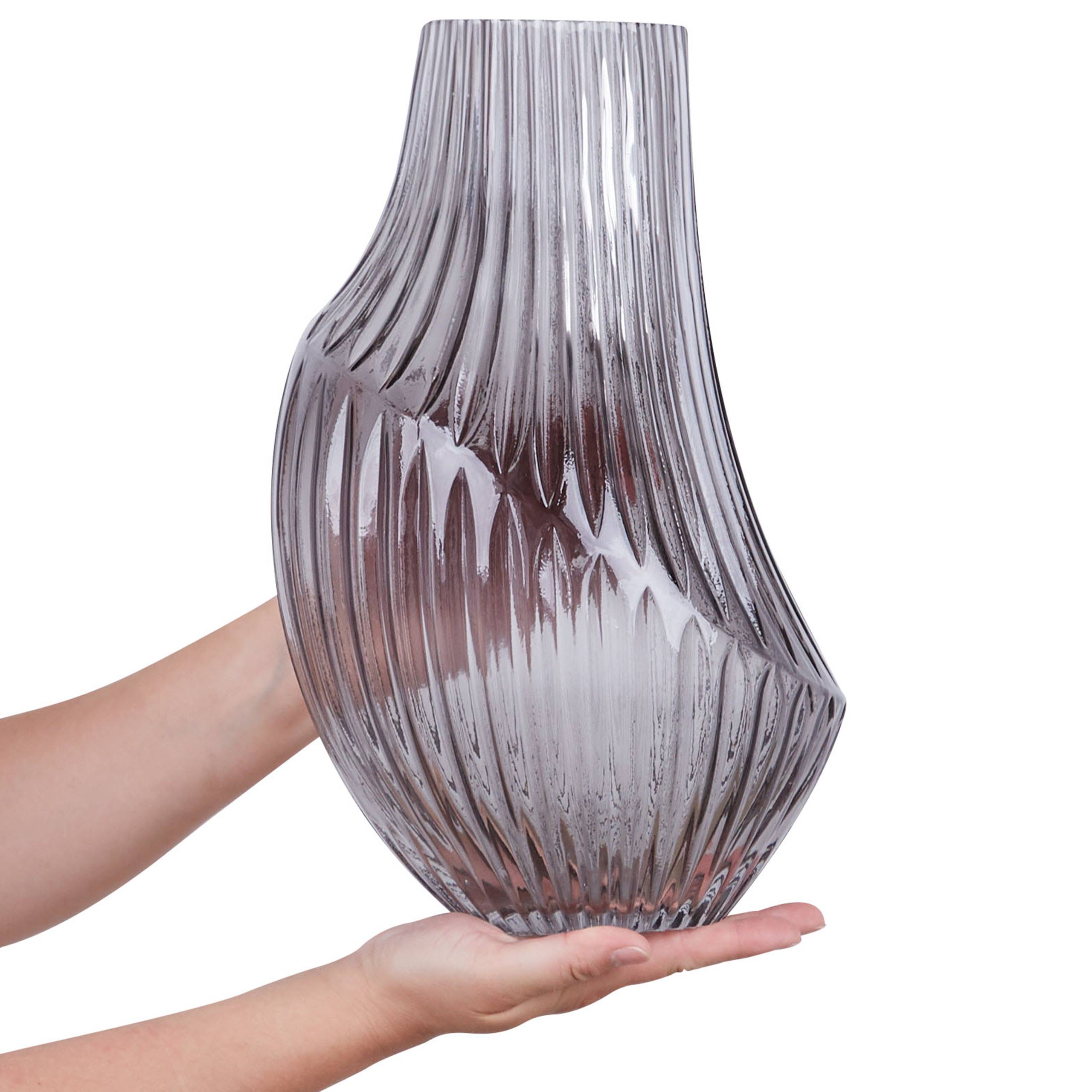 Beliani - Vase à fleurs Verre Gris MYRSINA - 20x20x36- Beliani - Image 5