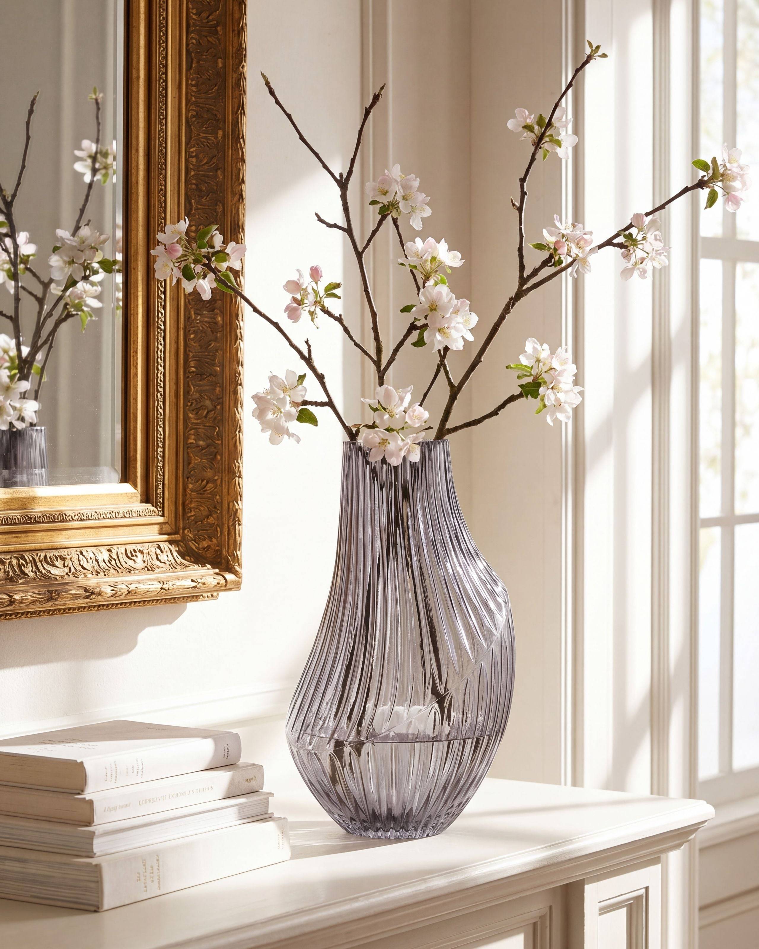 Beliani - Vase à fleurs Verre Gris MYRSINA - 20x20x36- Beliani