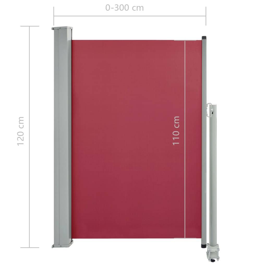 Helloshop26 - Auvent paravent store brise-vue latéral rétractable de patio jardin terrasse balcon protection visuelle écran 120 x 300 cm rouge - Imagen 6