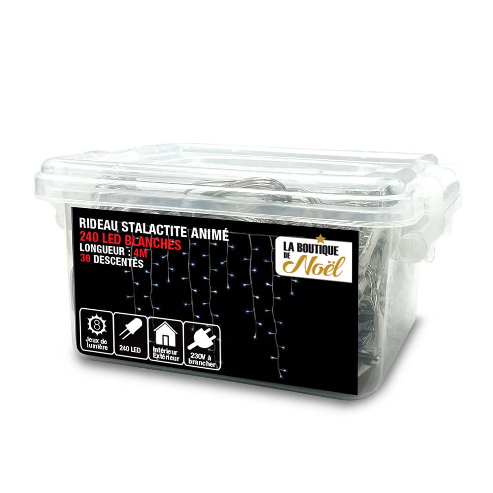 Rideau lumineux LED stalactite 4 mètres Blanc - Image 1