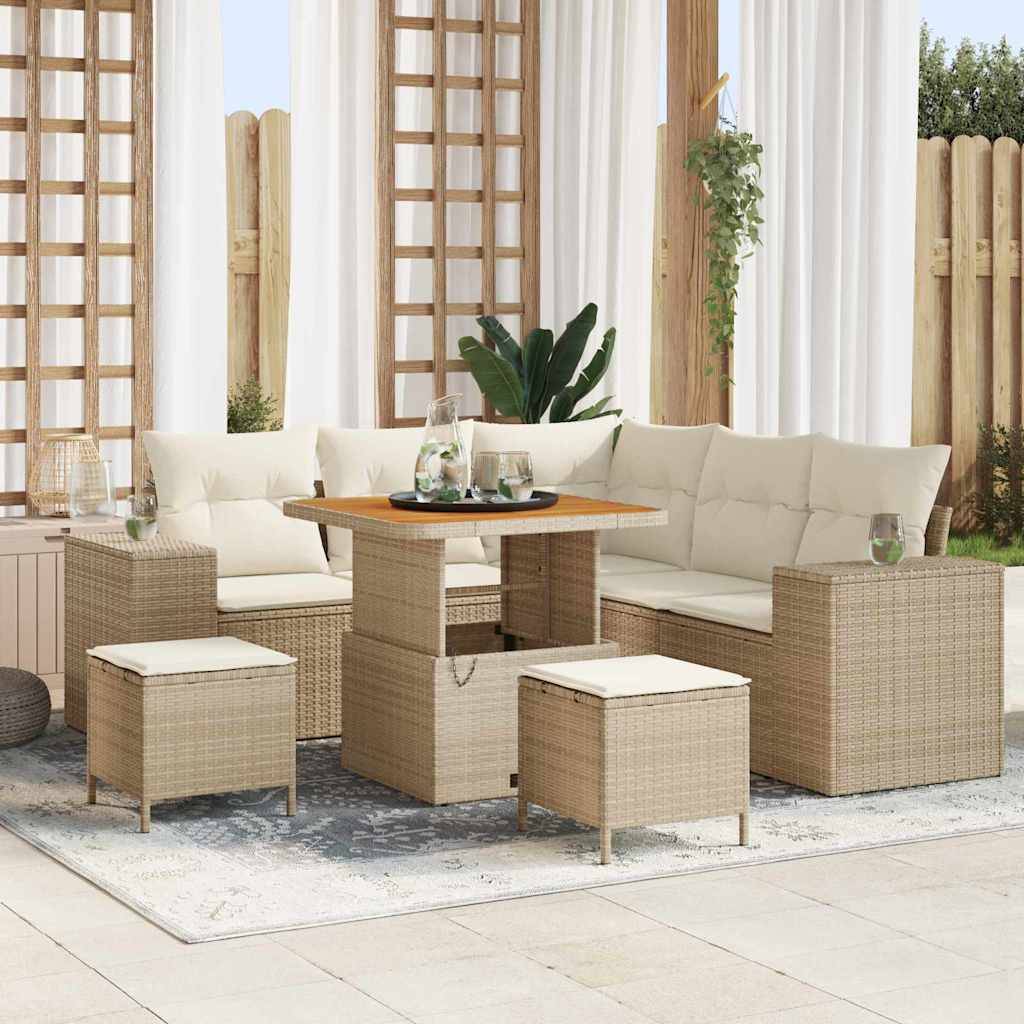 ComfortXL - Canapé Extérieur avec Coffre 8 Pcs en Poly Rotin Pratique pour Jardin et Véranda Beige et Crème – ComfortXL Outdoor Living