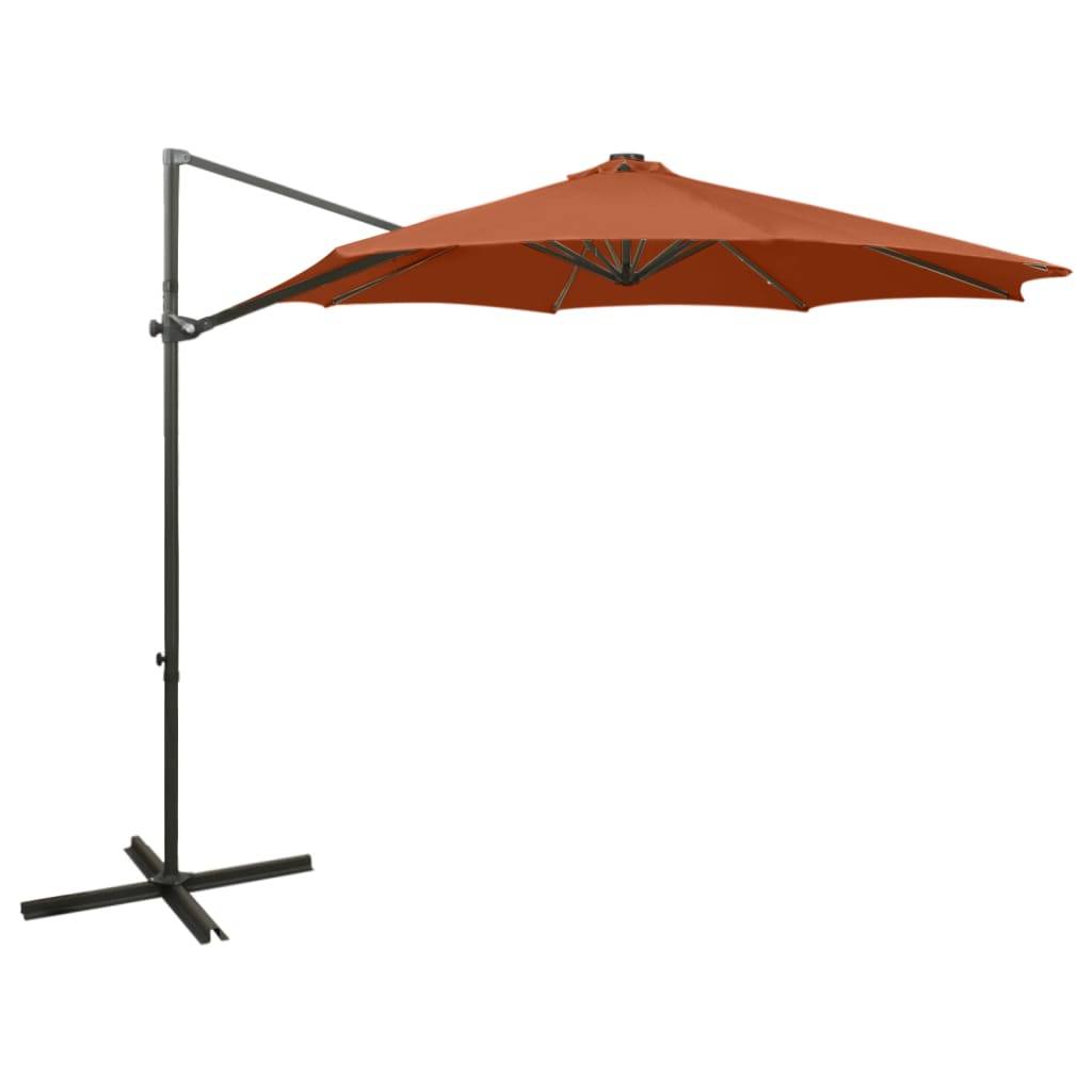 Helloshop26 - Parasol meuble de jardin déporté avec mât et lumières led 300 cm orange - Imagen 1