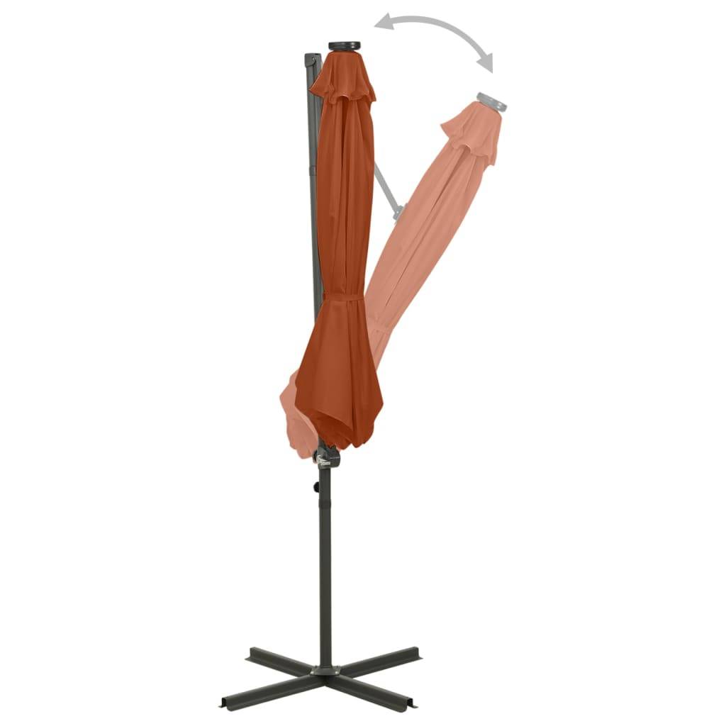 Helloshop26 - Parasol meuble de jardin déporté avec mât et lumières led 300 cm orange - Imagen 3