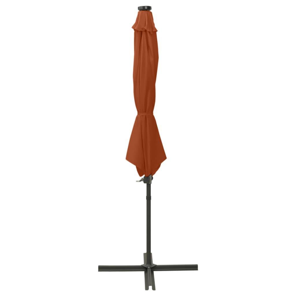 Helloshop26 - Parasol meuble de jardin déporté avec mât et lumières led 300 cm orange - Imagen 2