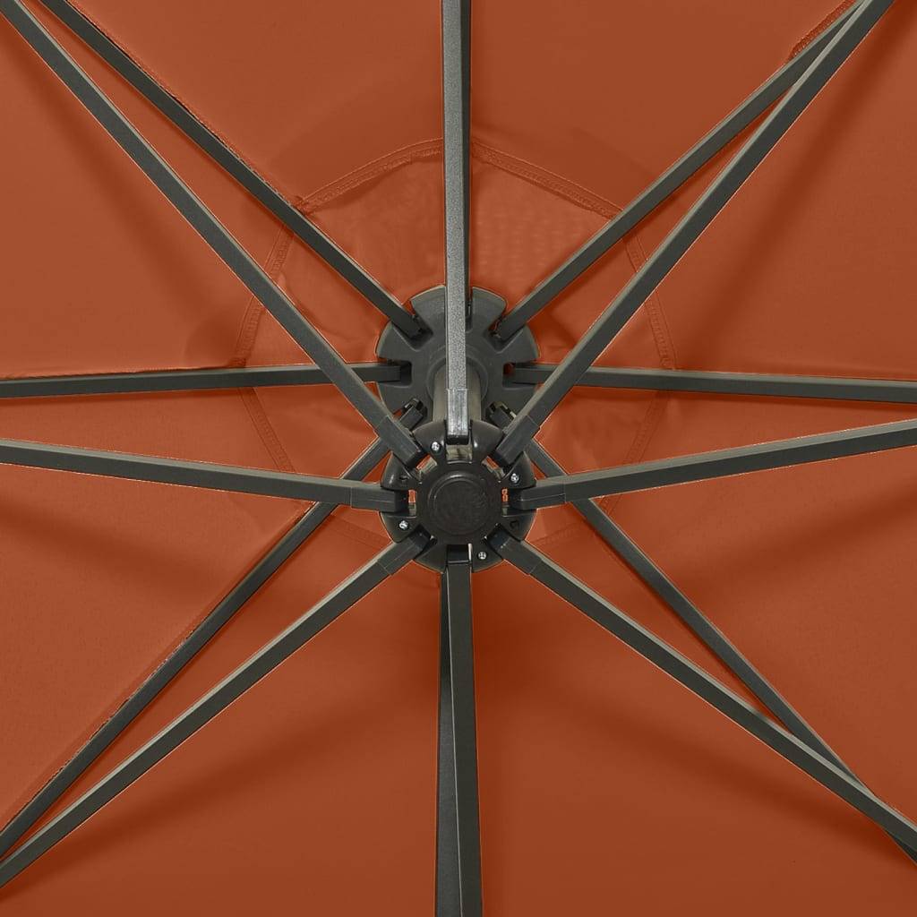 Helloshop26 - Parasol meuble de jardin déporté avec mât et lumières led 300 cm orange - Imagen 7