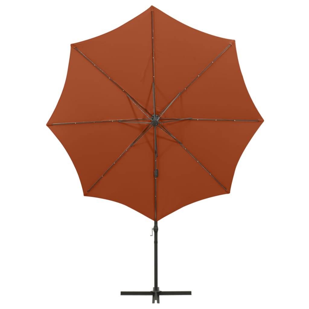 Helloshop26 - Parasol meuble de jardin déporté avec mât et lumières led 300 cm orange - Imagen 6