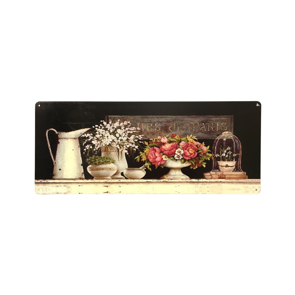 Plaque décorative en métal multicolore "Fleurs de Paris" 50 x 20 cm Chemin de campagne - Imagen 1