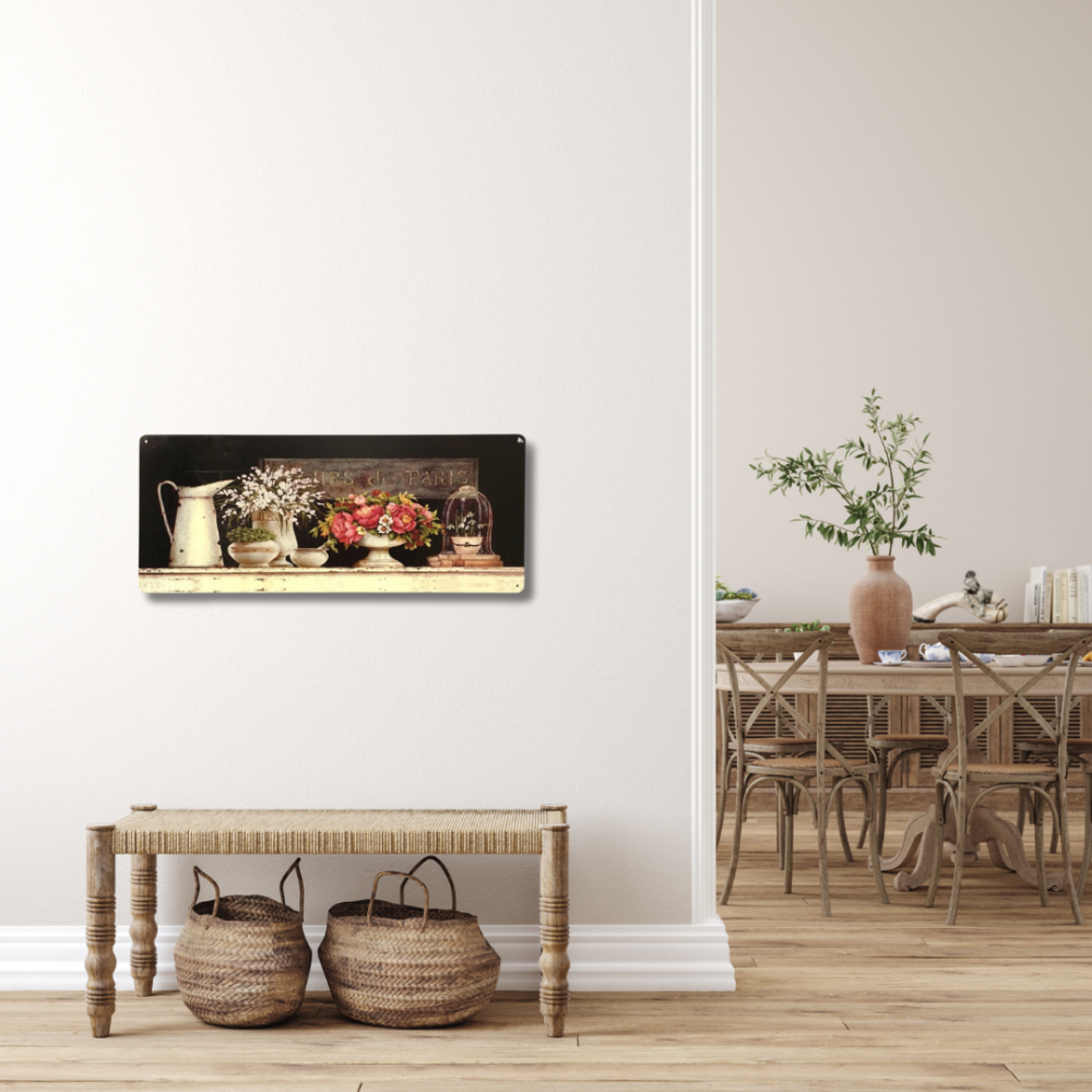 Plaque décorative en métal multicolore "Fleurs de Paris" 50 x 20 cm Chemin de campagne - Imagen 2