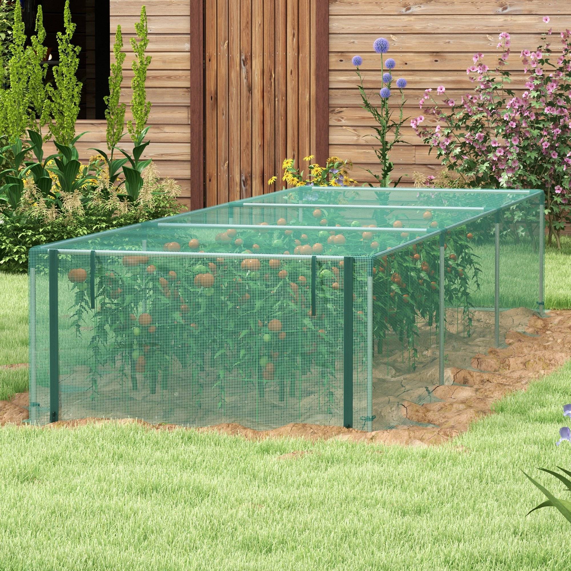 Serre de jardin serre à tomates filet protection porte zippée enroulable HDPE, dim. 125L x 373l x 62,5H cm - Image 4