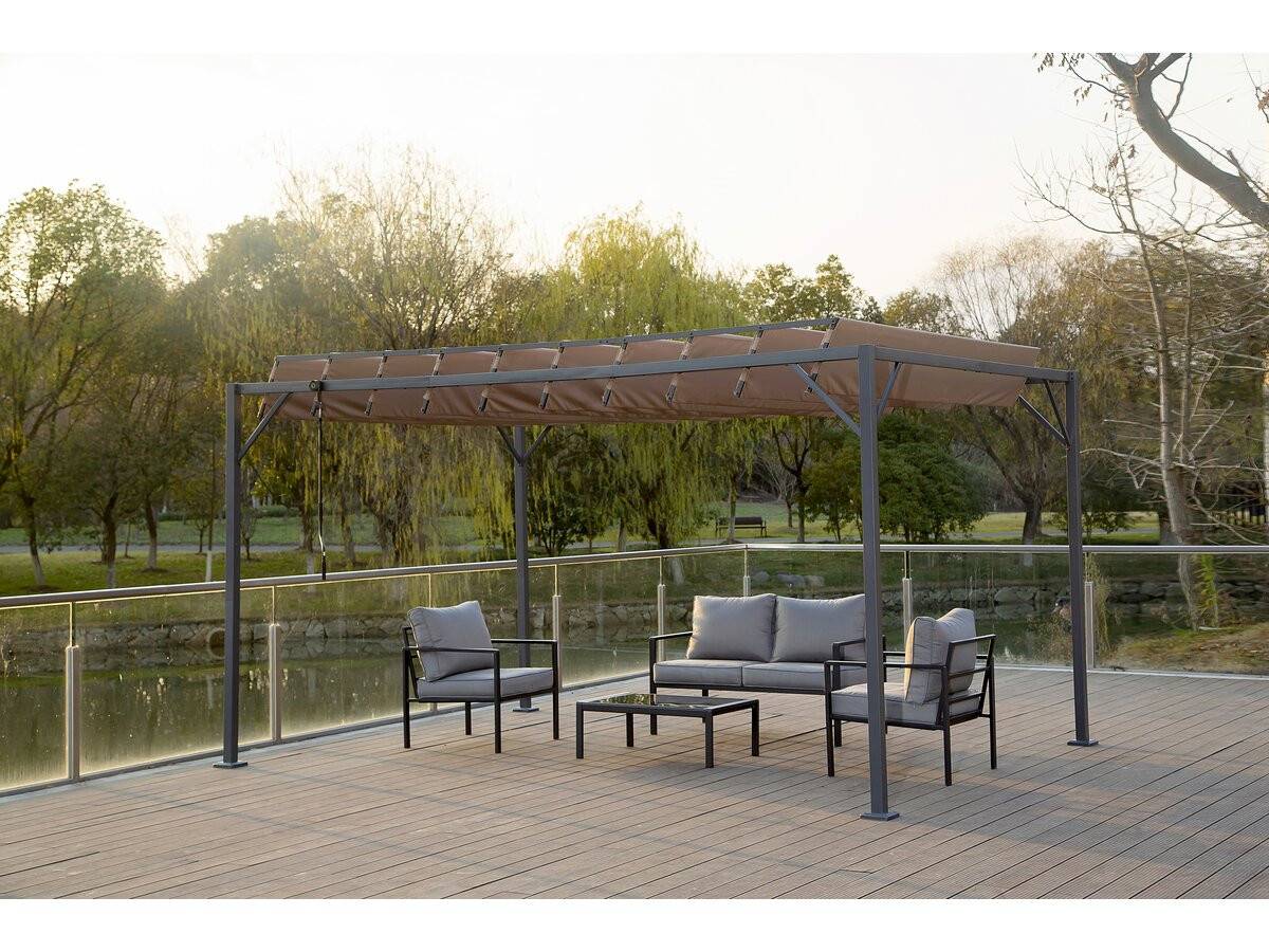 Habitat Et Jardin - Pergola Bioclimatique En Tissu "lodge" 3 X 4 M - Taupe -habitat Et Jardin - Imagen 2