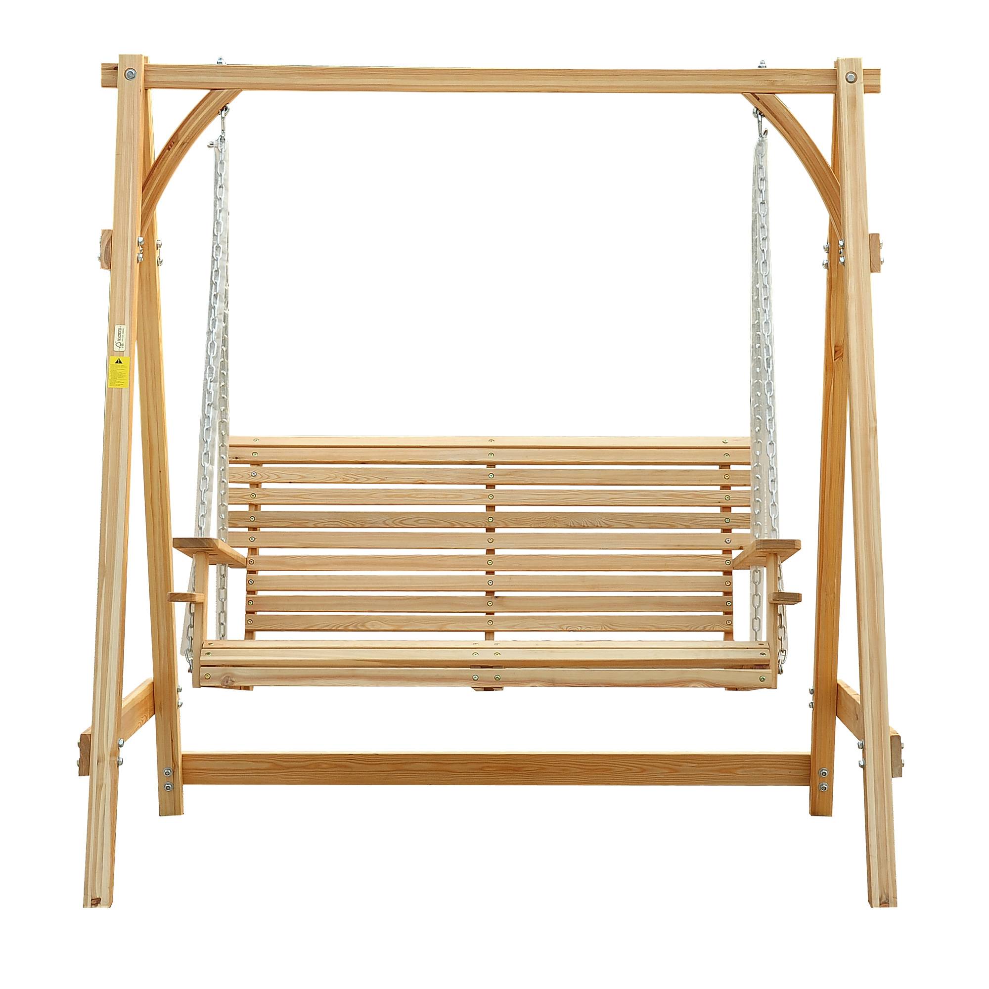 Outsunny - Balancelle de jardin 2 places dim. 1,8L x 1,2l x 1,85H m accoudoirs supports verres bois de mélèze pré-huilé - Outsunny - Imagen 7