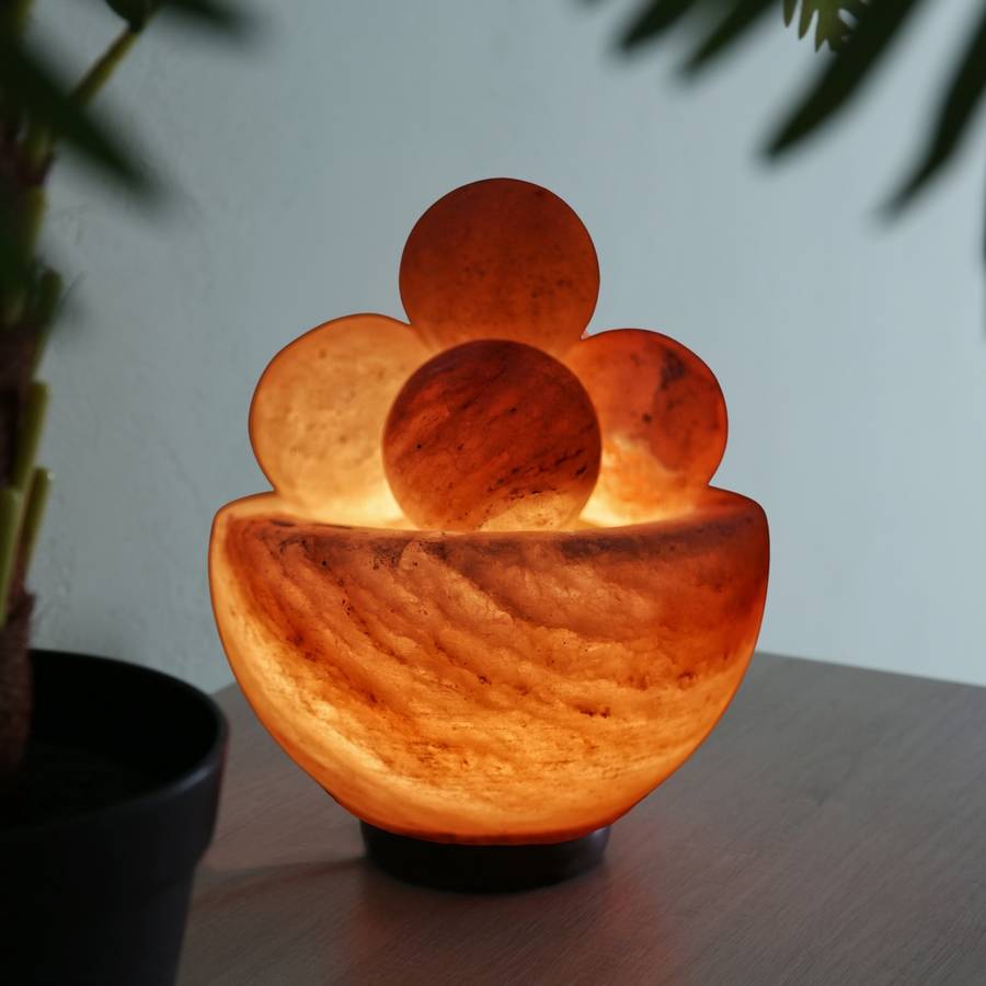 Zen Light - Lampe Sel d'Himalaya et 4 boules de massage - Authentique Cristal de Sel - Sculptée Main – Câble et Ampoule Fournis - Zen'Light