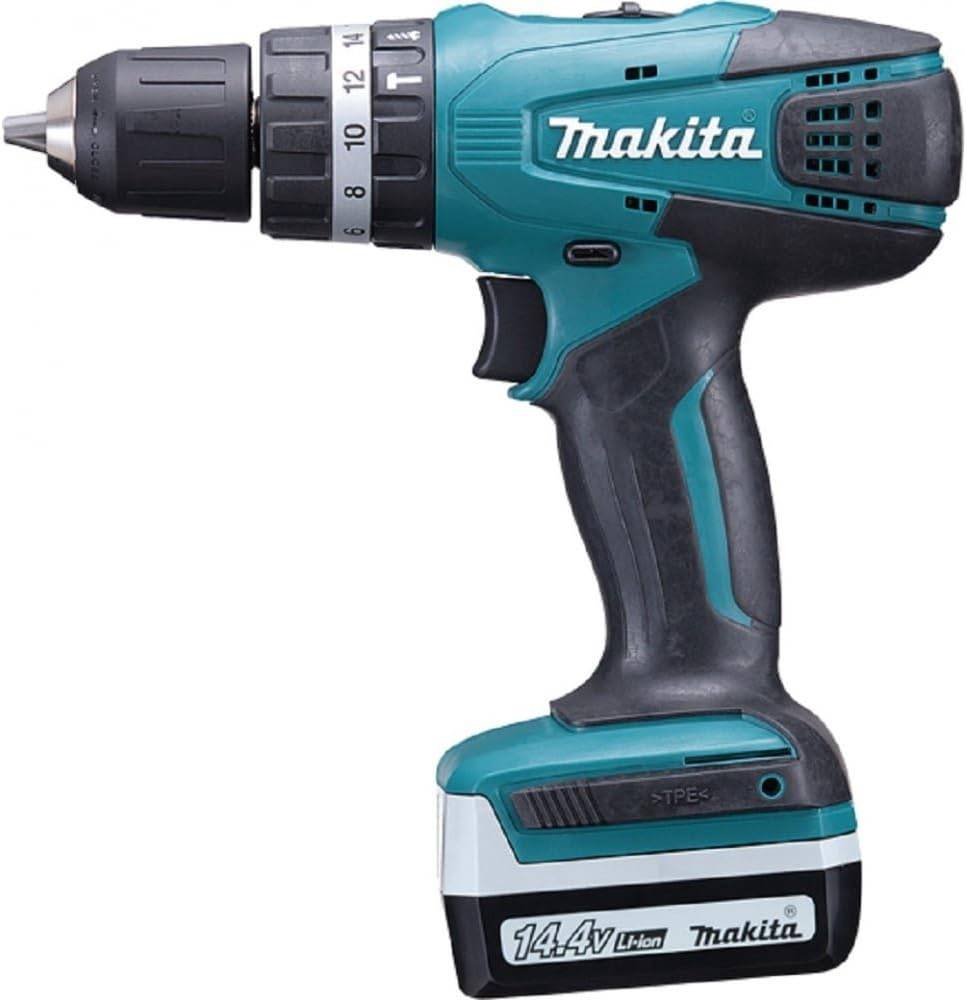 Makita - Perceuse visseuse à percussion 14,4 V Ø 10 mm - MAKITA - avec 2 batteries 14.4V 1,3 Ah - chargeur, coffret - HP347DWE - Imagen 2