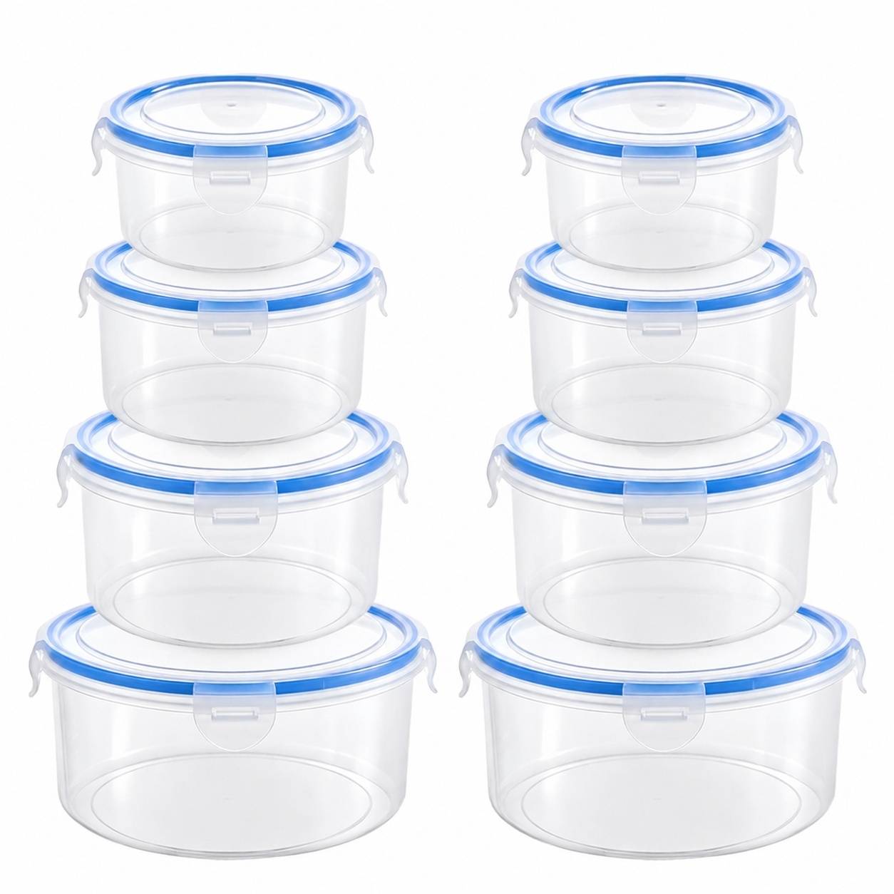 Lot de 8 Boîtes Alimentaires Rondes avec Couvercle Hermétique Empilables - Image 1