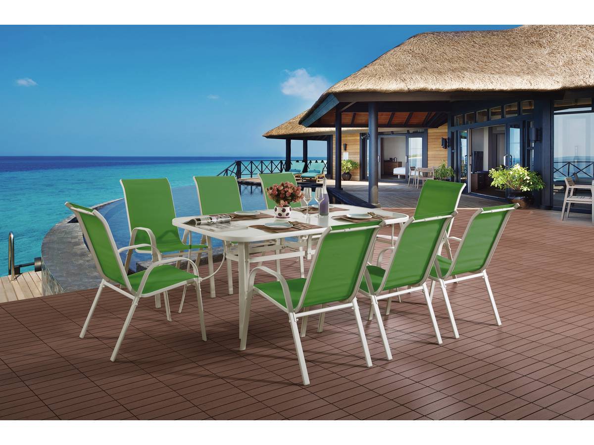 Habitat Et Jardin - Table Et Chaises De Jardin En Textilène "cordoba Xl 180" - Phoenix - 8 Places - Vert -habitat Et Jardin - Imagen 2