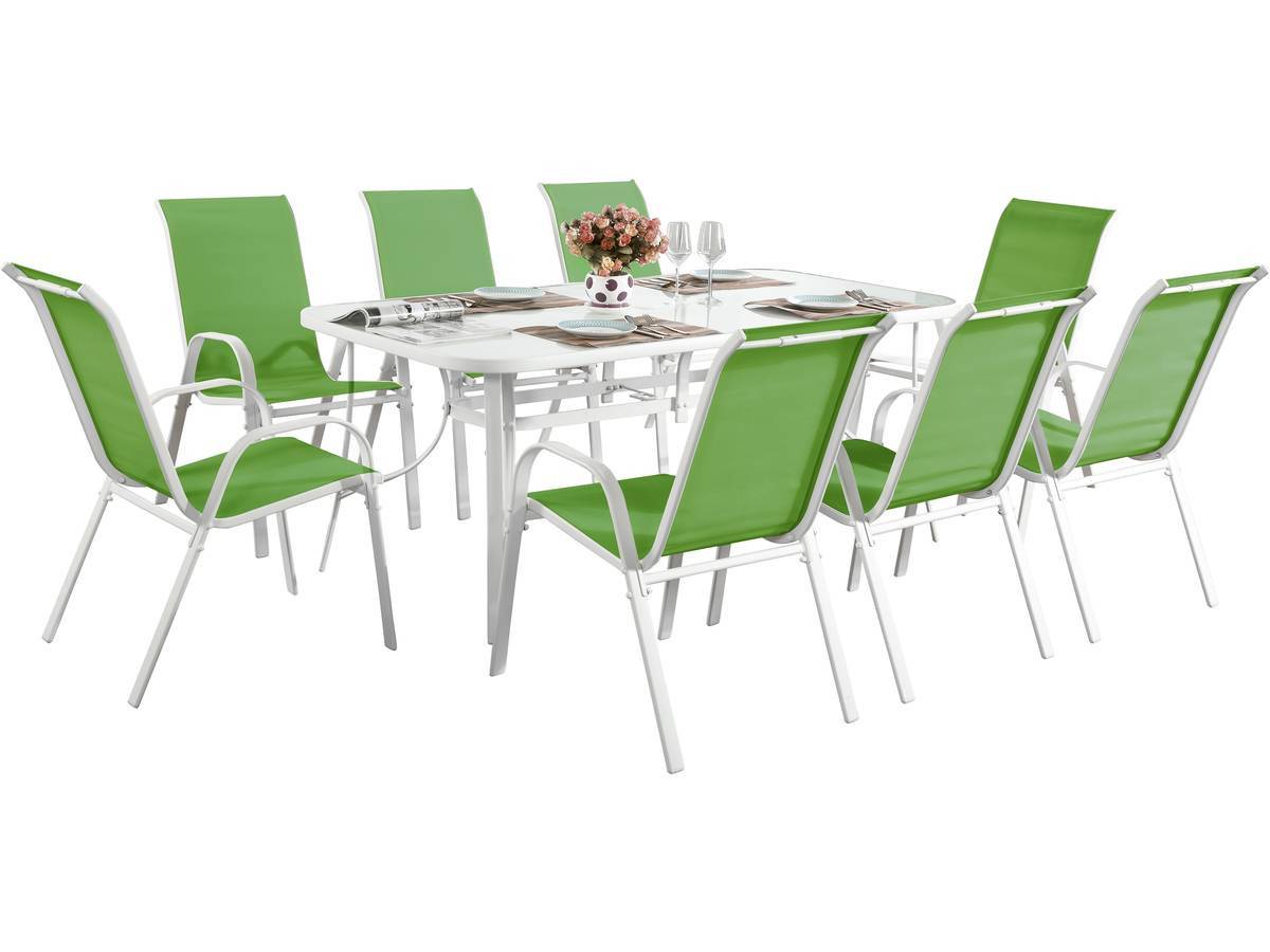 Habitat Et Jardin - Table Et Chaises De Jardin En Textilène "cordoba Xl 180" - Phoenix - 8 Places - Vert -habitat Et Jardin - Imagen 1