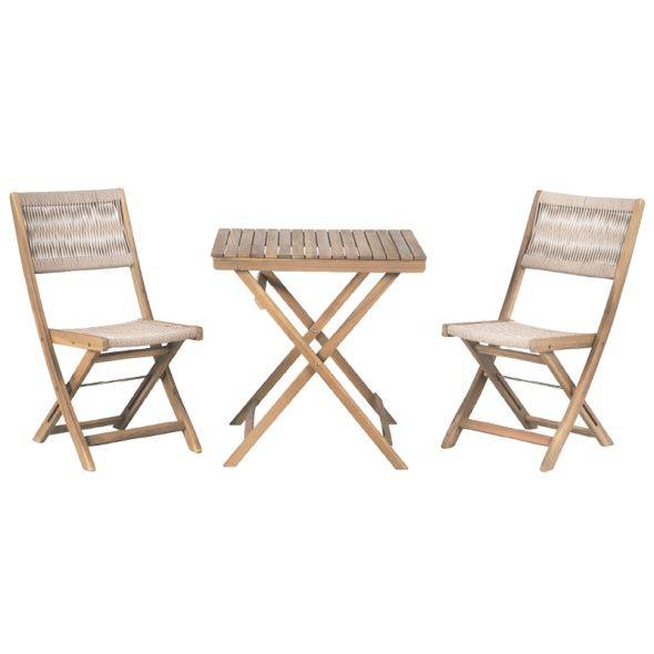 Beau Rivage - Ensemble repas AMILA 2 places en bois d'acacia blanchi FSC et corde beige Beau Rivage - Imagen 1