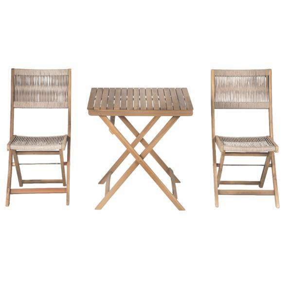 Beau Rivage - Ensemble repas AMILA 2 places en bois d'acacia blanchi FSC et corde beige Beau Rivage - Imagen 6