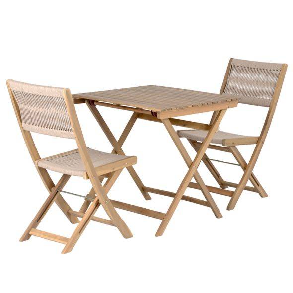 Beau Rivage - Ensemble repas AMILA 2 places en bois d'acacia blanchi FSC et corde beige Beau Rivage - Imagen 7