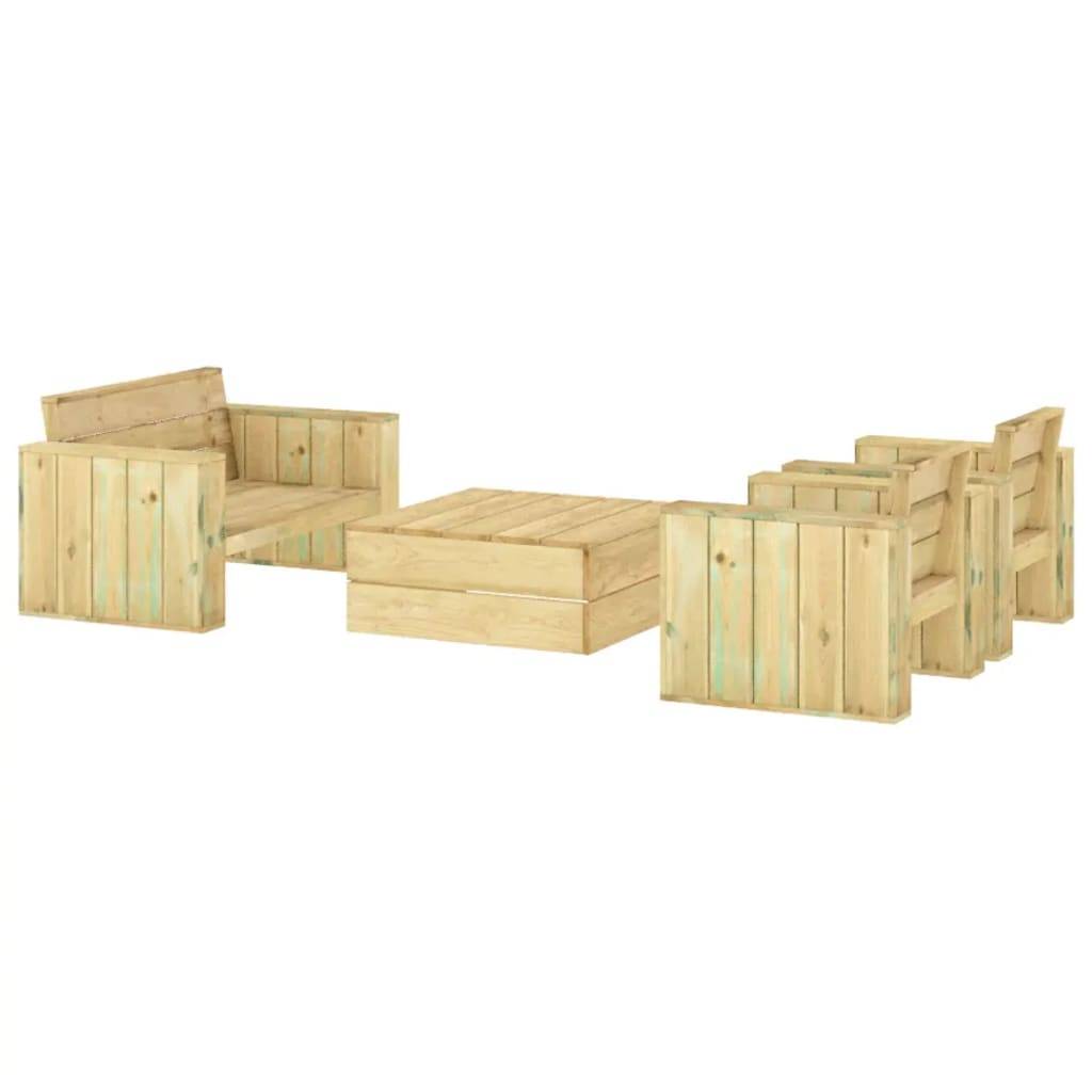 Helloshop26 - Salon de jardin meuble d'extérieur ensemble de mobilier 4 pièces bois massif de pin imprégné - Imagen 1