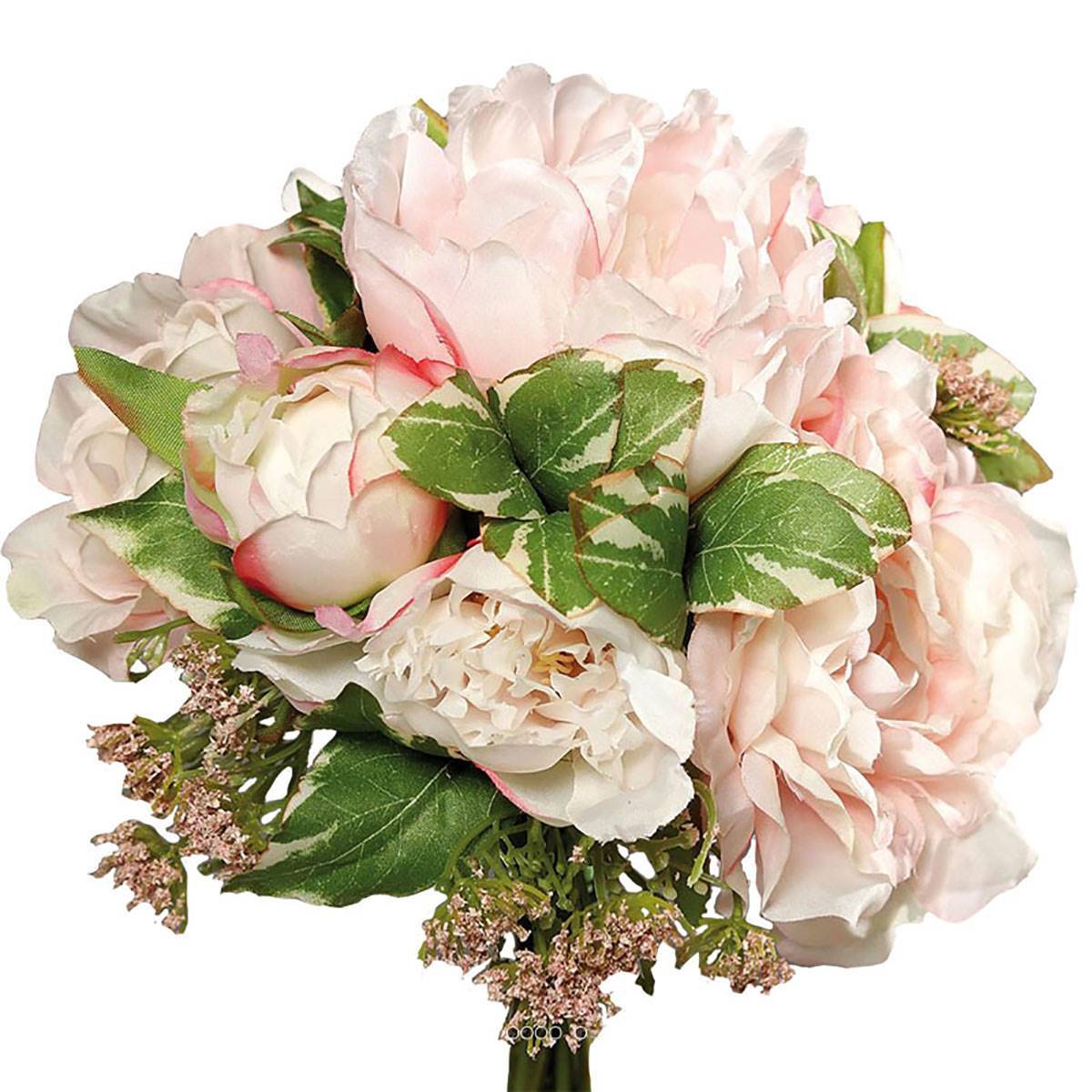 Bouquet de Pivoines & Carottes sauvages factice 7 fleurs H20cm Rose - couleur: Rose pâle - Image 2