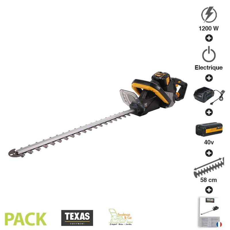 Texas - Pack taille haies sans fil coupe 58cm batterie 40V chargeur rapide poignée rotative Texas HTX4000 - Imagen 1