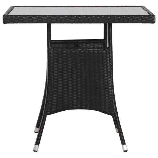 Table de jardin noire résine tressée 80 x 80 x 74 cm avec verre trempé - PANGIVO - Image 3