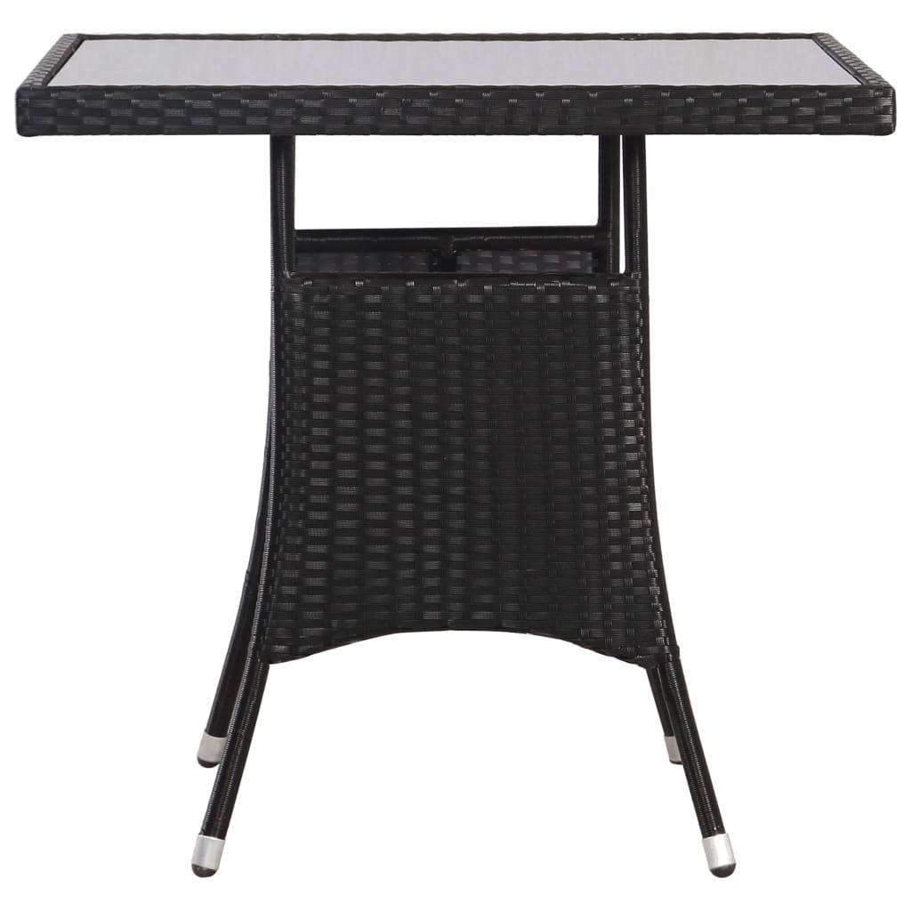 Table de jardin noire résine tressée 80 x 80 x 74 cm avec verre trempé - PANGIVO - Image 3