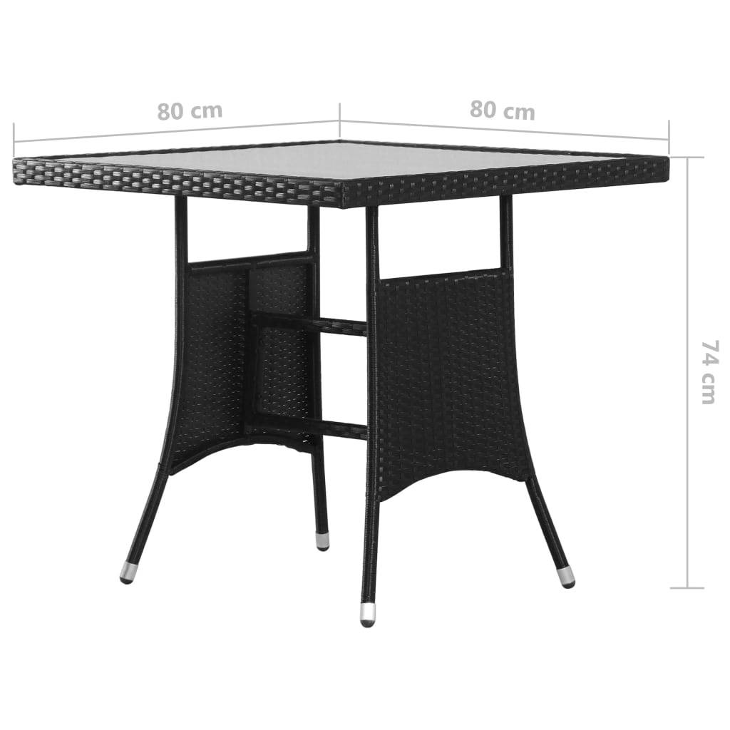 Table de jardin noire résine tressée 80 x 80 x 74 cm avec verre trempé - PANGIVO - Image 6
