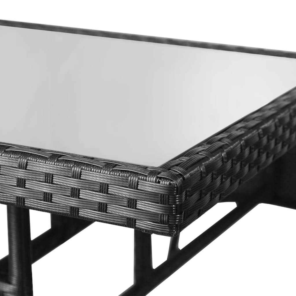 Table de jardin noire résine tressée 80 x 80 x 74 cm avec verre trempé - PANGIVO - Image 4