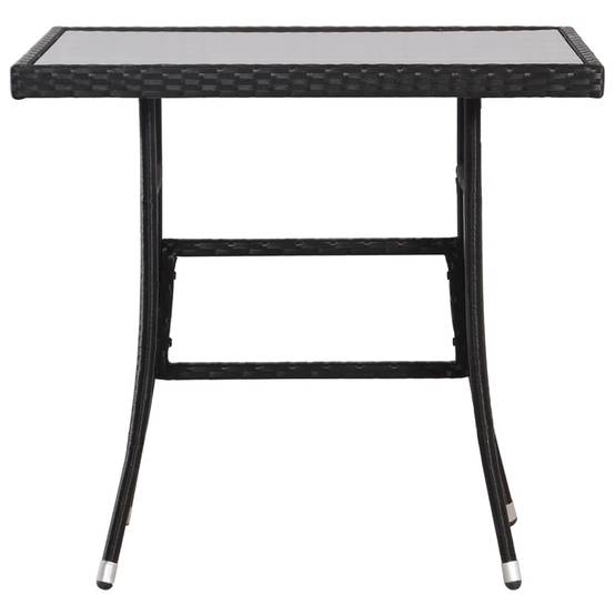 Table de jardin noire résine tressée 80 x 80 x 74 cm avec verre trempé - PANGIVO - Image 2