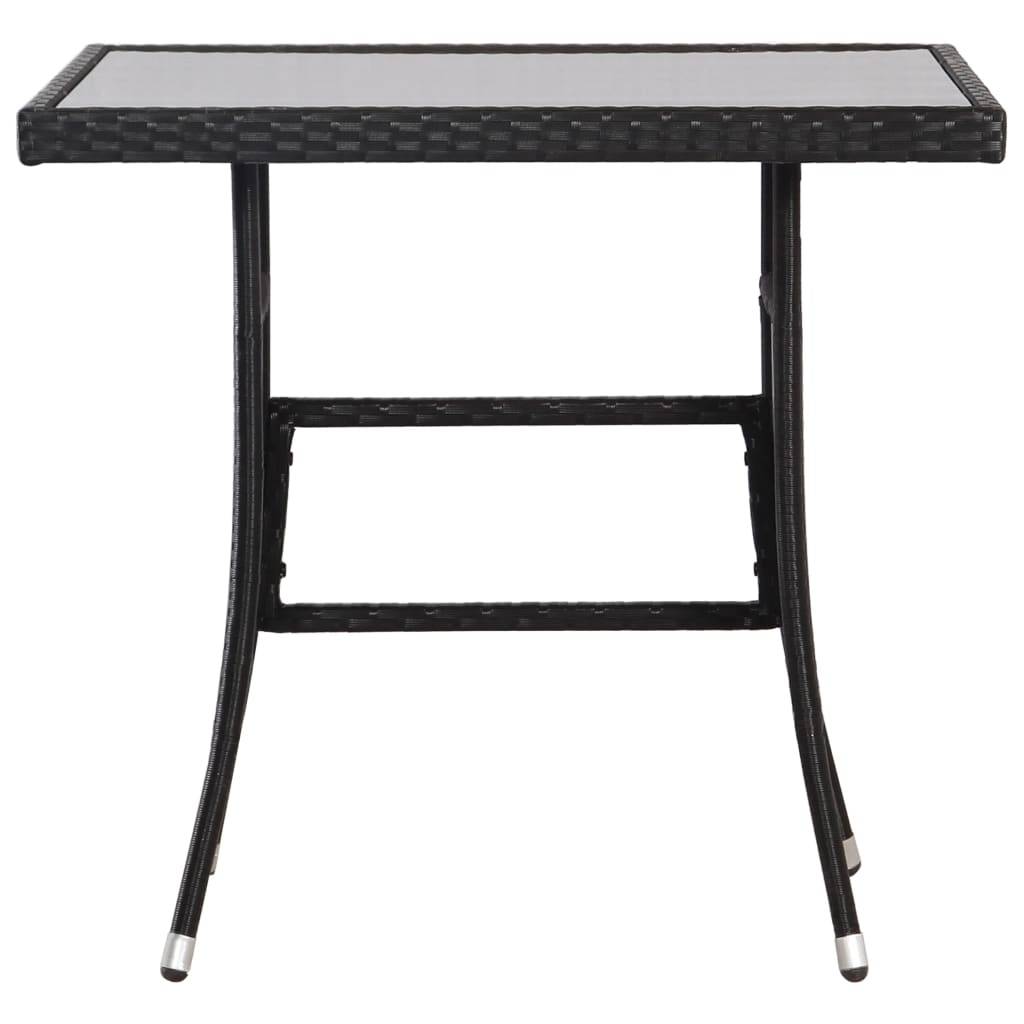 Table de jardin noire résine tressée 80 x 80 x 74 cm avec verre trempé - PANGIVO - Image 2