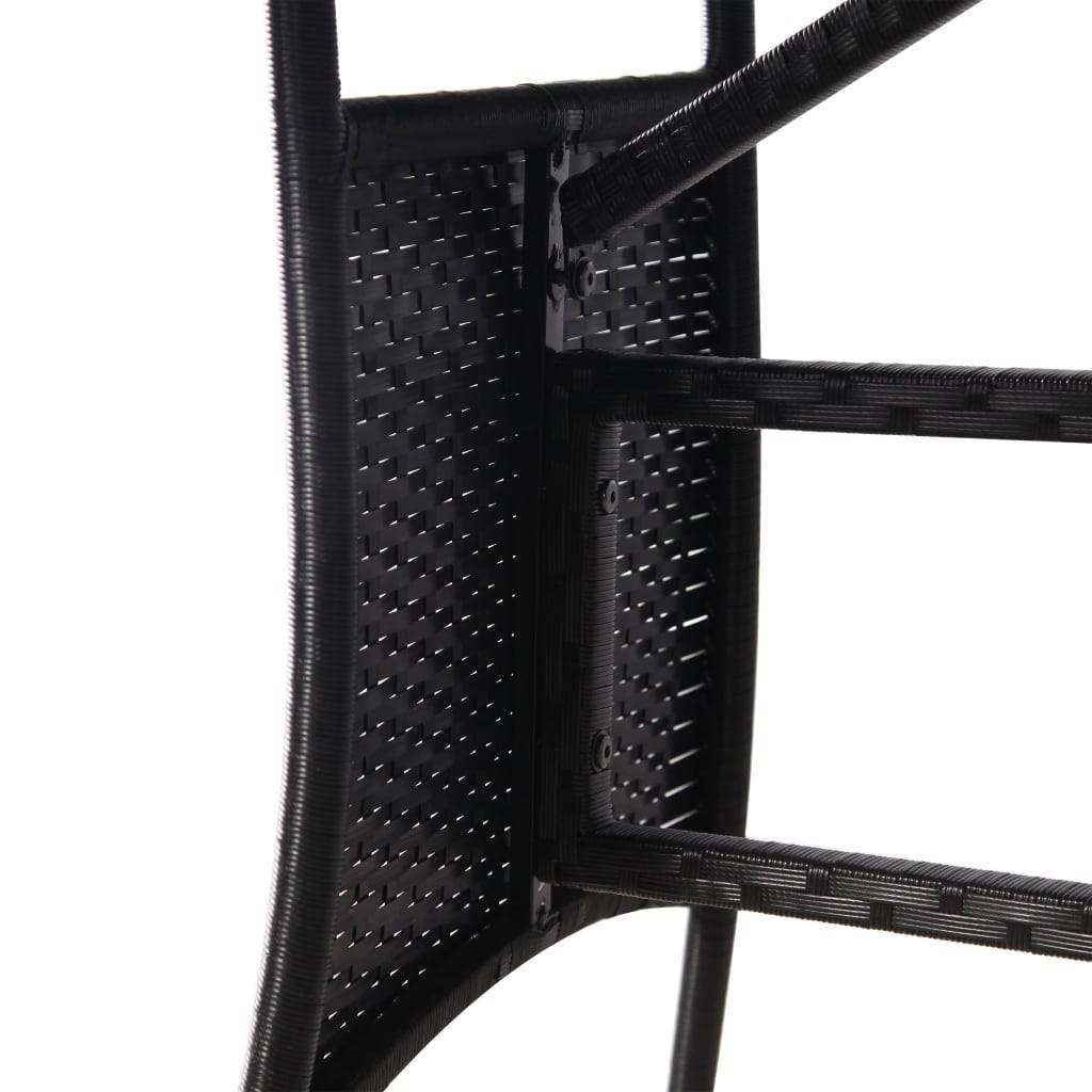 Table de jardin noire résine tressée 80 x 80 x 74 cm avec verre trempé - PANGIVO - Image 5
