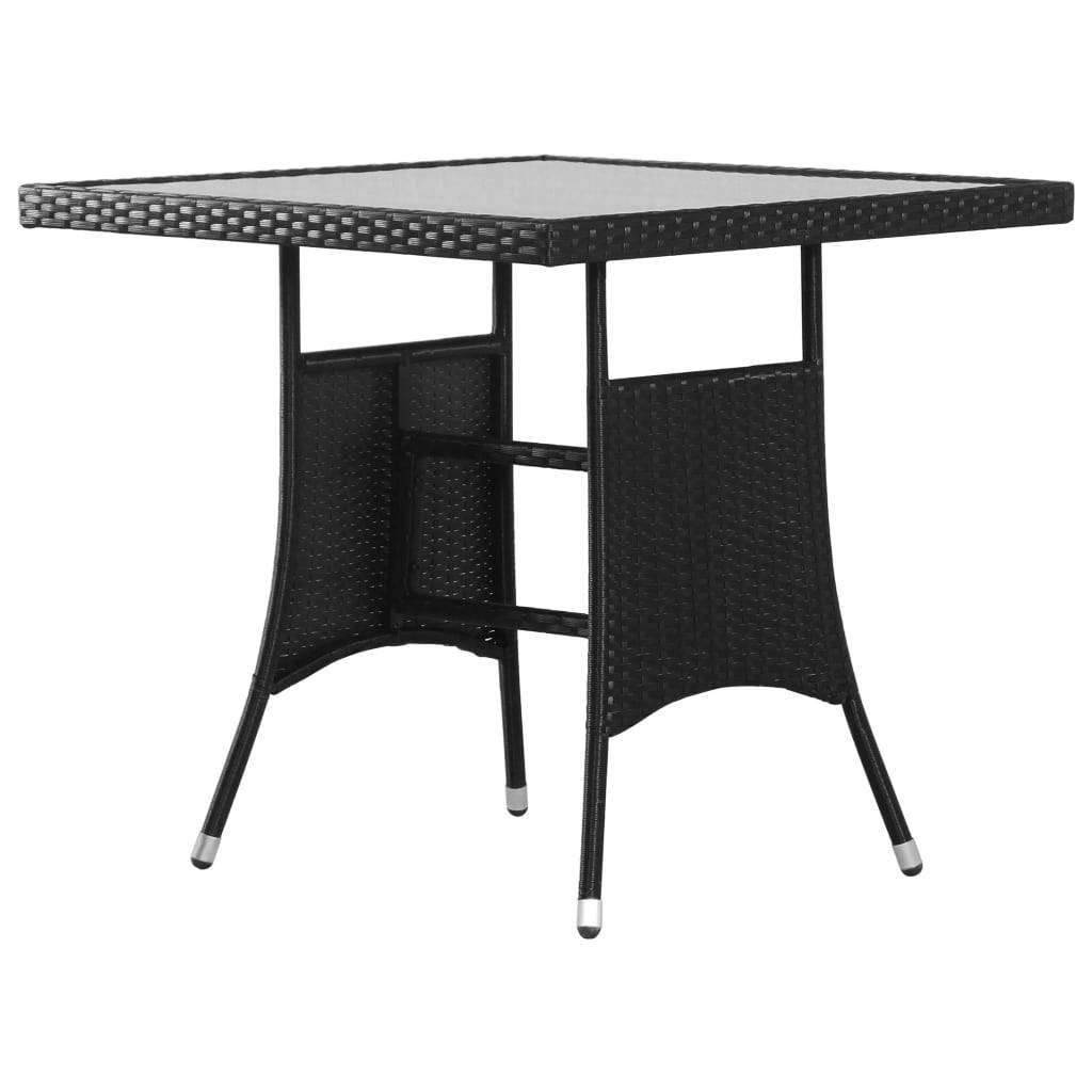 Table de jardin noire résine tressée 80 x 80 x 74 cm avec verre trempé - PANGIVO - Image 1