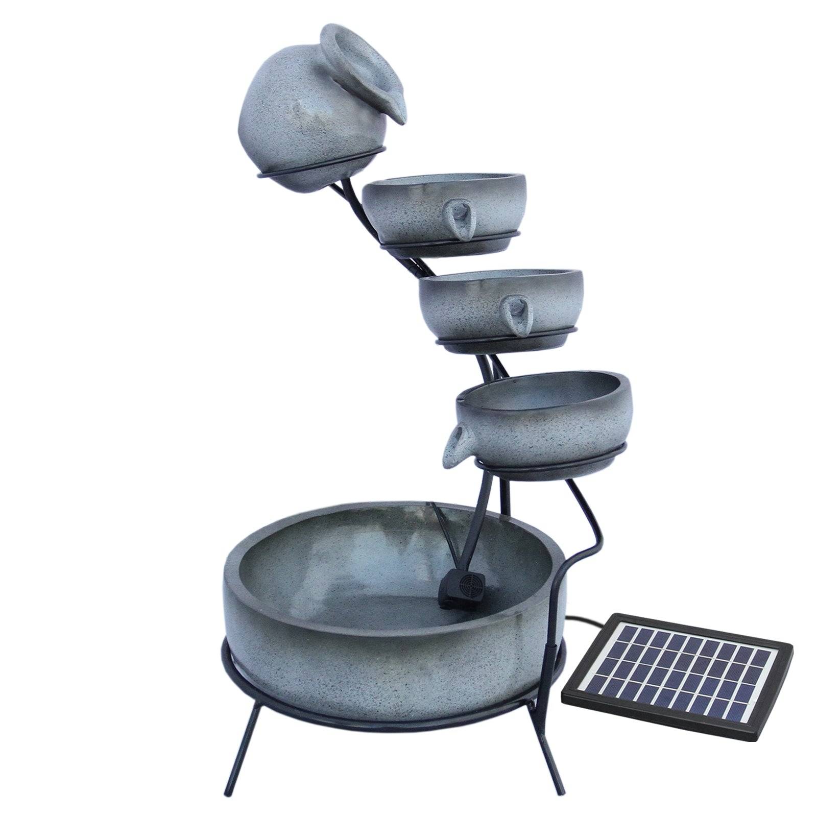 Monstershop - Fontaine Énergie Solaireà 4 Niveaux de Bols Renversants Gris - Monstershop - Imagen 1