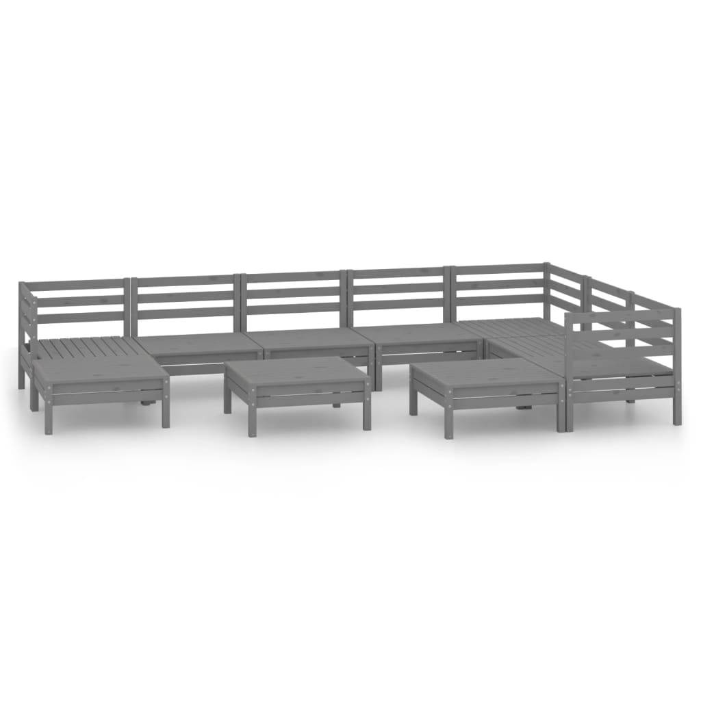 Helloshop26 - Salon de jardin meuble d'extérieur ensemble de mobilier 10 pièces bois de pin massif gris - Imagen 1
