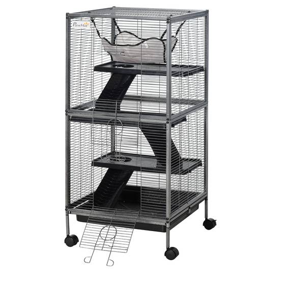 Cage pour petits animaux métal gris 52 x 52 x 114 cm - PANGIVO - Image 2