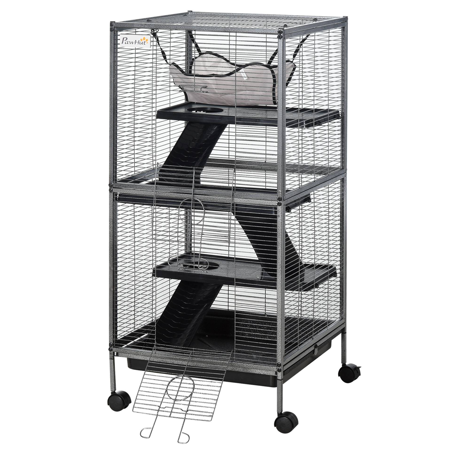Cage pour petits animaux métal gris 52 x 52 x 114 cm - PANGIVO - Image 2