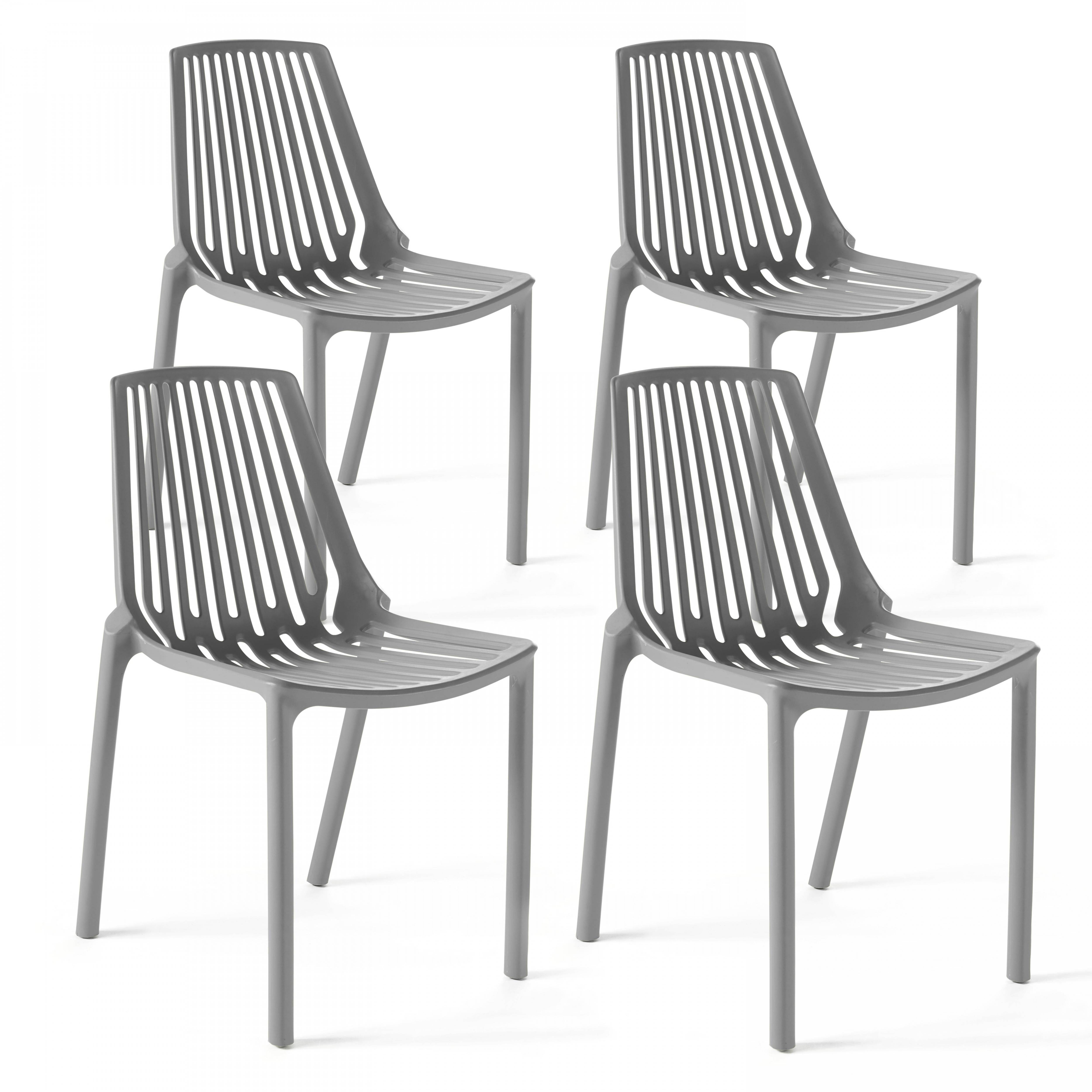 Oviala - Lot de 4 chaises en plastique gris Paris - Oviala - Image 1